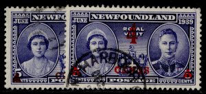 CANADA - Newfoundland GVI SG273-274, 1939 SURCH set, FINE USED.