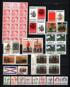 CANADA 1967-1976 SET OF 33 STAMPS & PANE OF 16 STAMPS MNH