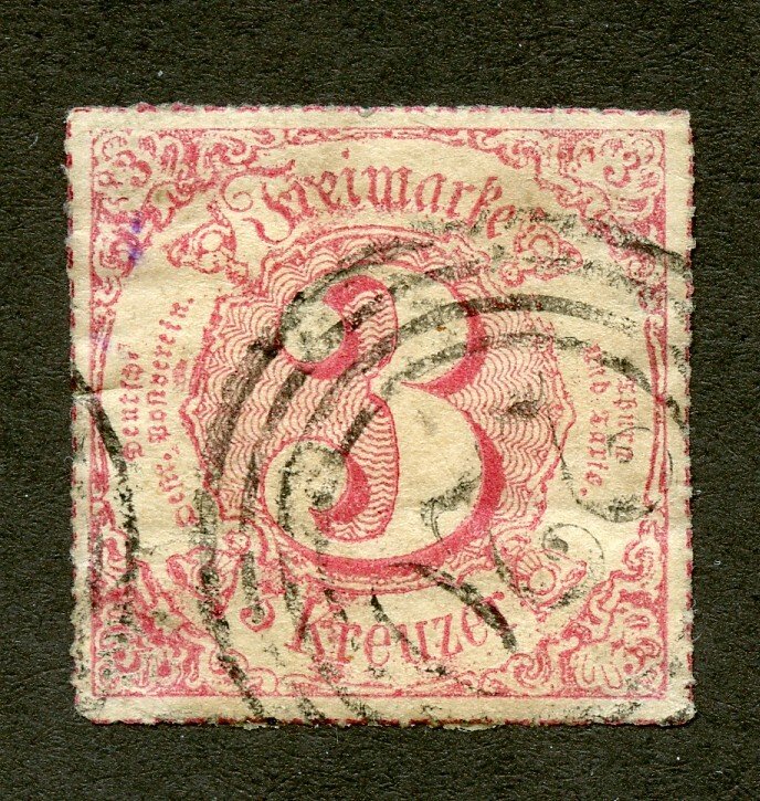 Thurn & Taxis (Southern District) Scott 61 UH Reprint - 1910 3kr Rose -SCV $6.50