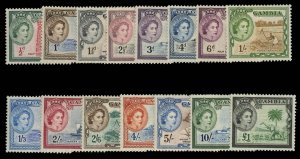 Gambia #153-167 Cat$98.70, 1955 QEII, complete set, hinged