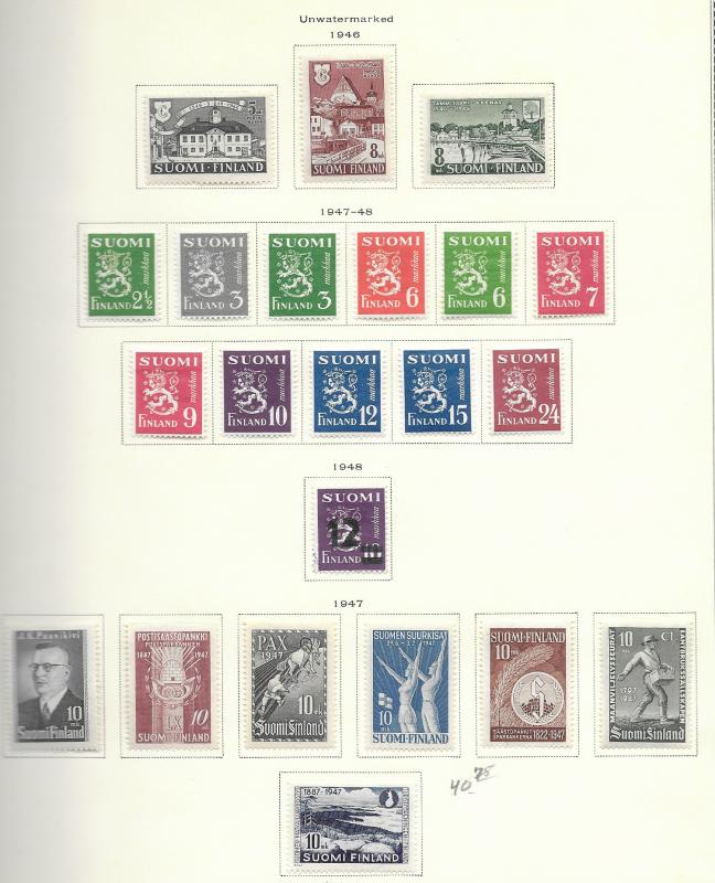 Finland 1941-1956 issued on pages used & MH, see desc. 2018 CV $222.70