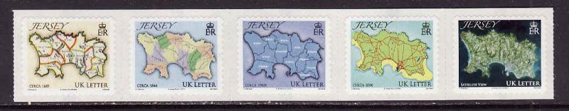 Jersey-Sc#1419-five  self adhesives-Maps-unused-NH-2010-