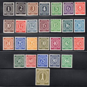 Germany 1946 Set of 27 Numerals, Scott 530-556 MH, value = $5.75