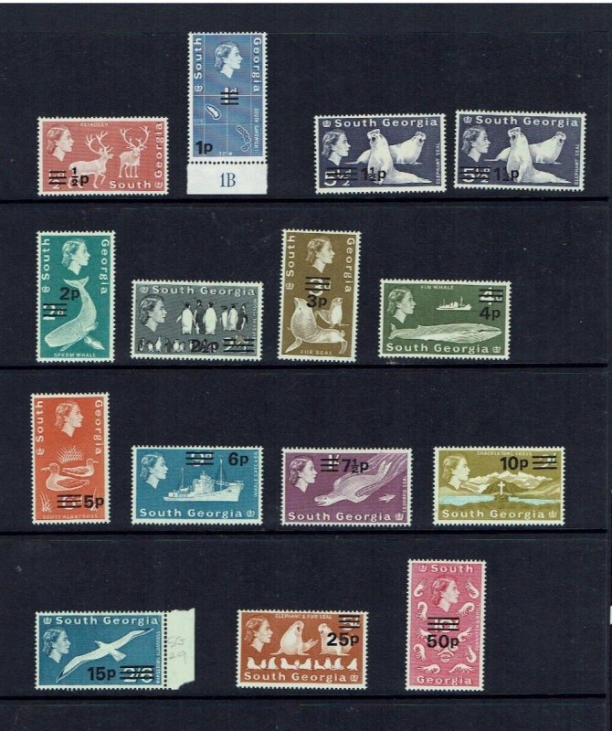 South Georgia: 1971 Decimal Surcharge, 1st issue Block CA, MNH set