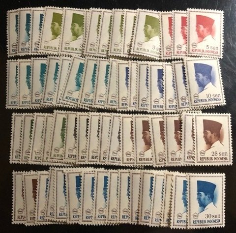 Indonesia Scott#668...688 Unused F/ VF to XF Group of 127 Cat. $25.40