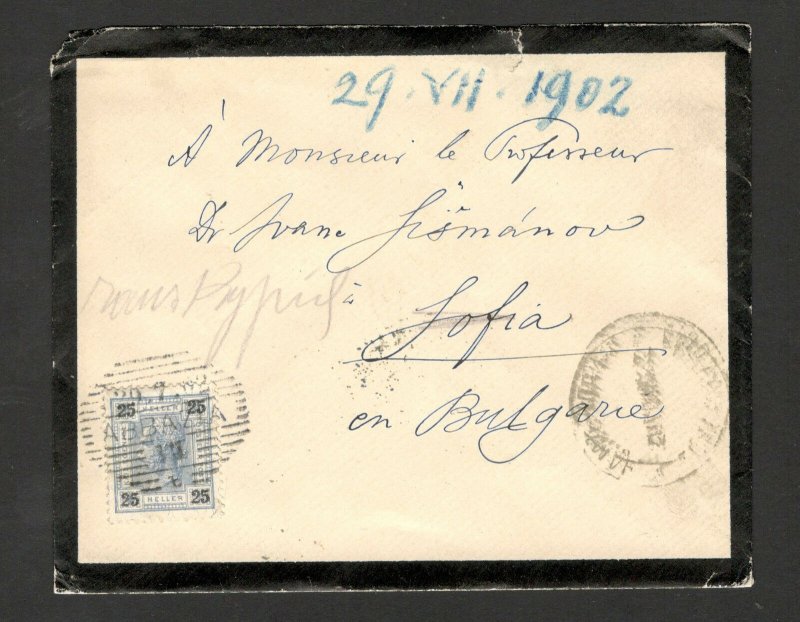 AUSTRIA TO BULGARIA-TRAVELED LETTER-NICE POSTMARK'S-1902.