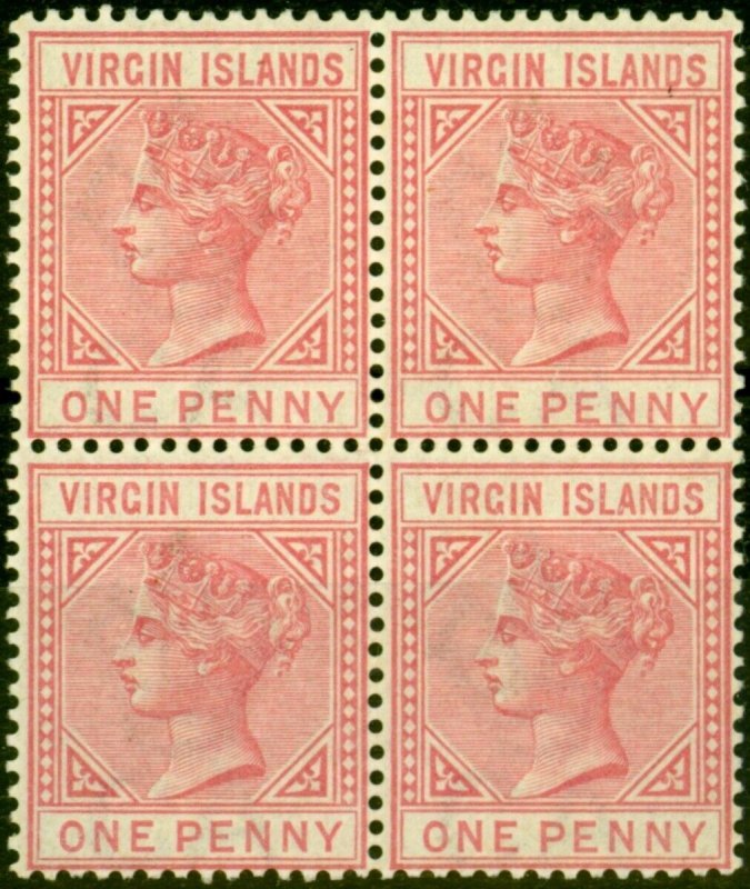 Virgin Islands 1883 1d Pale Rose SG29 Fine MNH Block of 4