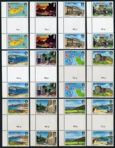 Alderney 1-12 gutter, MNH. Views of Alderney,1983.Map,Arms,Church,Harbor,Bird.