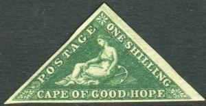 CAPE OF GOOD HOPE-1855-63 1/- Deep Dark Green.  A mounted mint example Sg 8