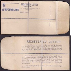Newfoundland cover #11290- unused  registered envelope with ro