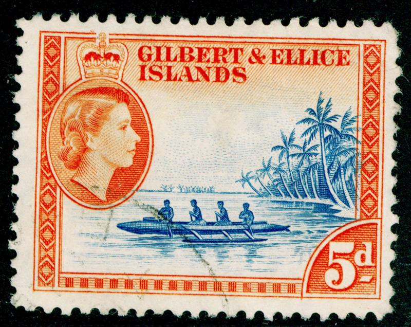 GILBERT & ELLICE ISLANDS SG69a, 5d ultra. & brown-ornge, FINE USED, CDS. Cat £38