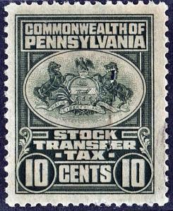 Pennsylvania 10¢ Stock Transfer Stamp (MNH/Fault)