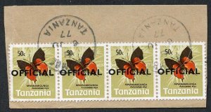 Tanzania SGO53 50c Strip of Four on piece Cat 20 pounds