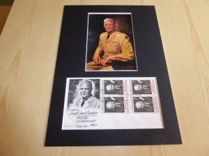 Dwight D. Eisenhower WWII photograph and USA FDC mount matte size A4