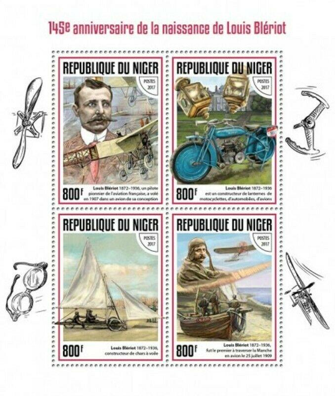 Niger - 2017 Aviator Louis Bleriot - 4 Stamp Sheet - NIG17406a