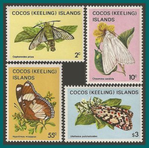 Cocos 1983 Butterflies Moths 2, MNH #88,90,98,102,SG85,SG87,SG95,SG99