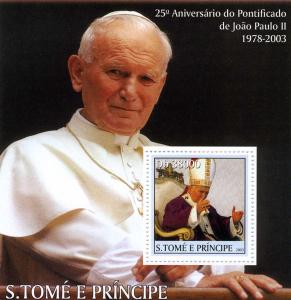 Sao Tome & Principe 2003 POPE JOHN PAUL II s/s Perforated Mint (NH)