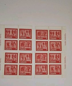 Canada 1974 Keep Fit Winter Sports #647a Set Of Plate Blocks MNH