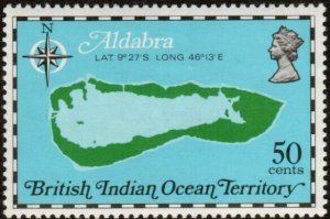 B.I.O.T.  82 - Mint-H - 50c Aldabra Island (1975) (cv $1.00)