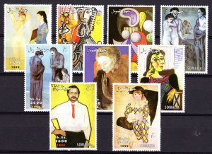 Somalia 1999 PABLO PICASSO FAMOUS PAINTINGS Set (9) MNH