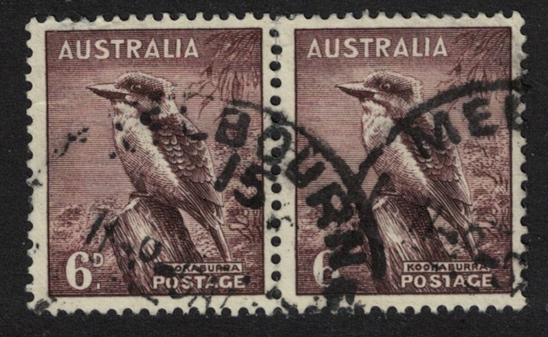 Australia Laughing Kookaburra Bird 6c Round cancel Pair 1932 Canc SG#190