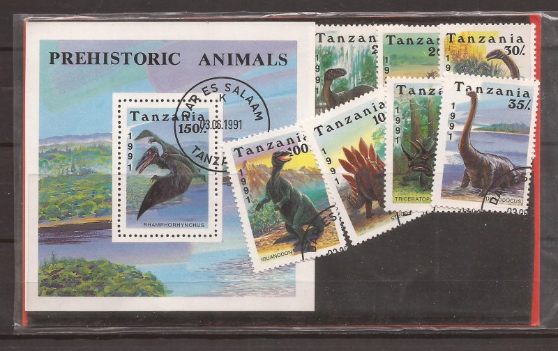 1991 Tanzania - Sc 759-66 - Used VF - Singles & Souvenir Sheet - Dinosaurs