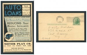 1930 Motor Plan Co. Automobile Loans - New York, NY to East Orange, NJ