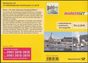 GERMANY 175 Years Saxon Steam Shipping - self adhesive booklet.............A3246