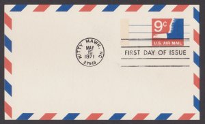 UNITED STATES USA - 1971 9c AIRMAIL POSTCARD - FDI