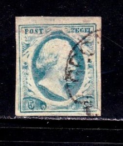 Netherlands stamp #1, used, 4 margins, nice,    CV $35.00