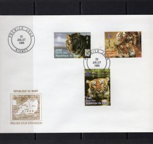Niger 1998 Sc#1000/1002  Wildlife/Scouts/Rotary/Lions Set (3)  Official FDC
