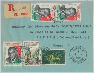 81038 - MADAGASCAR - POSTAL HISTORY - REGISTERED LETTER by RANOHIRA 1960-