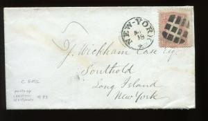 Scott #83 Washington C-Grill Used Stamp on Nice Cover (Stock 83-C2)