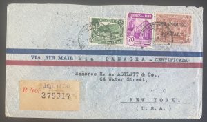 1941 Iquitos Peru Airmail Cover To New York Usa Via PANAGRA