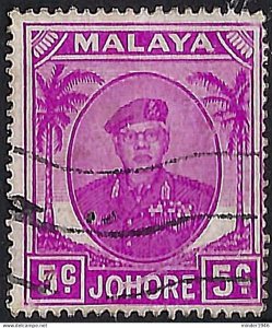 MALAYA JOHORE 1952 5c Bright Purple SG136a FU