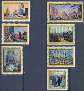 CUBA Sc# 1290-1296  OCTOBER REVOLUTION Russia USSR  CPL SET of 7  1967  MNH mint