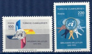 Turkey 1970 United Nations UNO 25 Years Mi. 2194/5 MNH