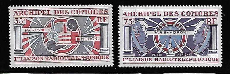 COMORO ISLANDS C42-C43 MNH EIFFEL TOWER & MORONI TELEPHONE SET