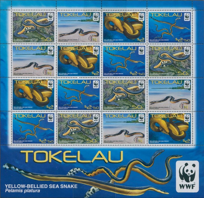 Tokelau 2011 SG420-423 Yellow-bellied Sea Snake WWF sheetlet MNH