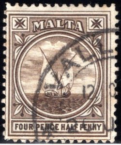 42 Malta, 4½p, black brn, used, 1905, F