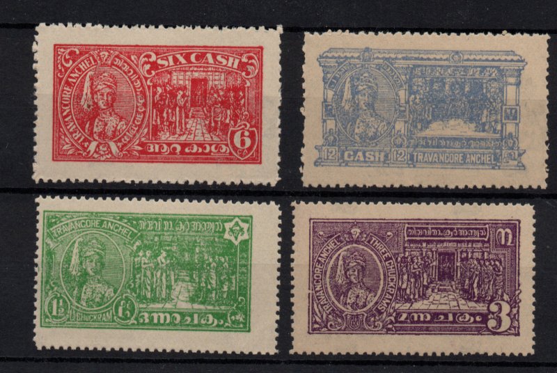 India Travancore 1937 Anchel mint MNH set SG60-63 WS22135