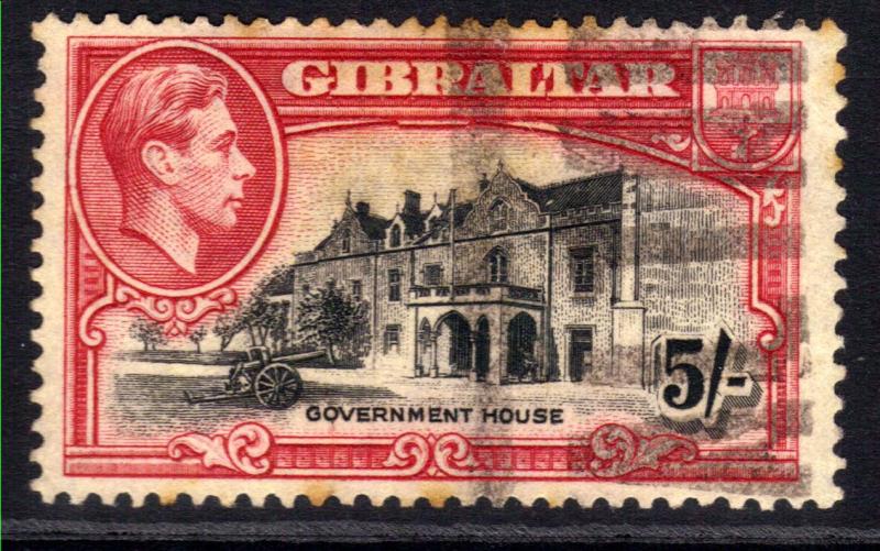 Gibraltar 1944 KGV 5/-d Government House perf 13 SG 129 ( K37 )