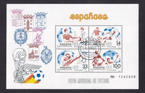 Spain    #2295  cancelled 1982  sheet  world cup football  3 blue coats/arms