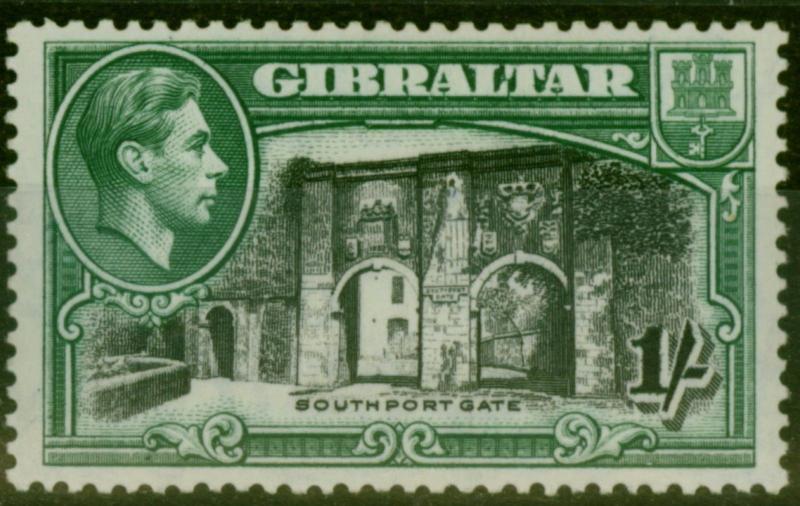 Gibraltar 1938 1s Black & Green SG127a P.13.5 Fine & Fresh Lightly Mtd Mint