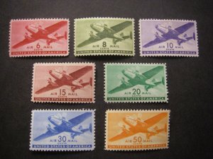 Scott C25 - C31, Hinged Airmail Mini-collection of singles, Beautiful Group