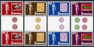 Jamaica 1979 Sc#457/460 STAMPS ON STAMPS-ROWLAND HILL GUTTER-PAIRS MNH