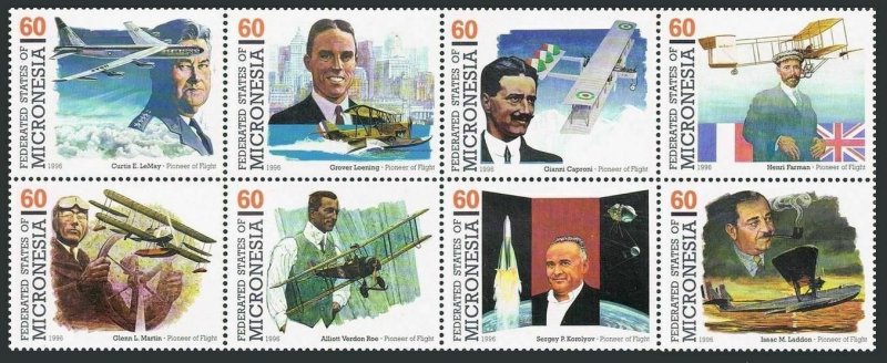 Micronesia 249 ah block,MNH.Michel 514-521. Pioneers of Flight,1996.G.Caproni,