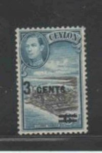 CEYLON #291 1941 3c ON 6c KING GEORGE VI & COLOMBO HARBOR MINT VF LH O.Gaa