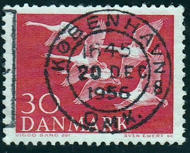 Denmark #361 Whooper Swans on Northern Countries issue, 1956. Kobenhavn Cancel.