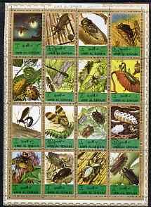 Umm Al Qiwain 1972 Insects sheetlet containing 16 values ...
